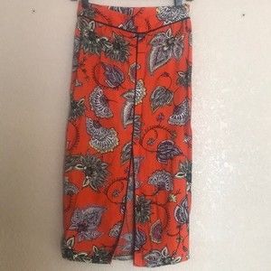 Asos Orange Floral Print MIDI Skirt